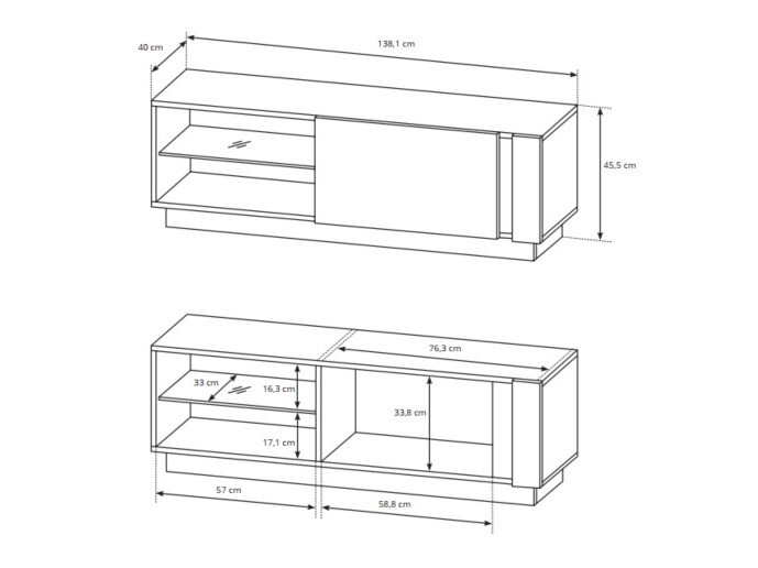 Set de living Novbela 113 (Alb + Alb lucios + Stejar Grandson)