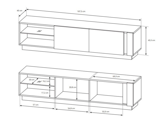 Set de living Novbela 114 (Alb + Alb lucios + Stejar Grandson)