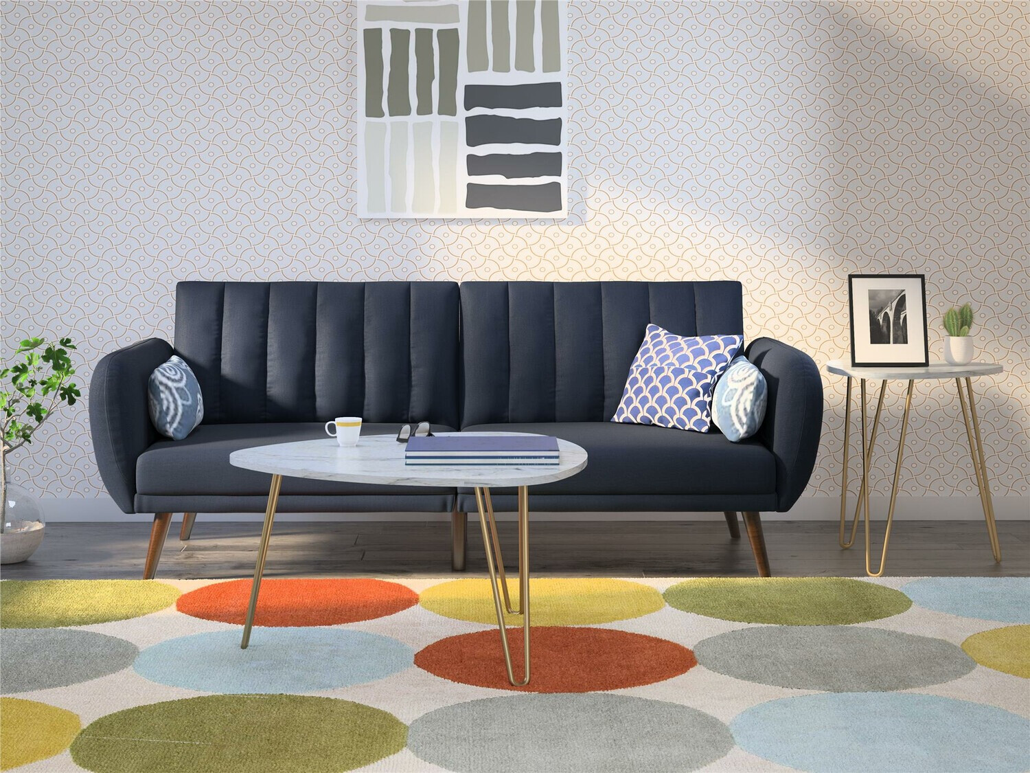 Set de măsuțe de cafea Tulsa 561 (Marmură albă + Auriu)