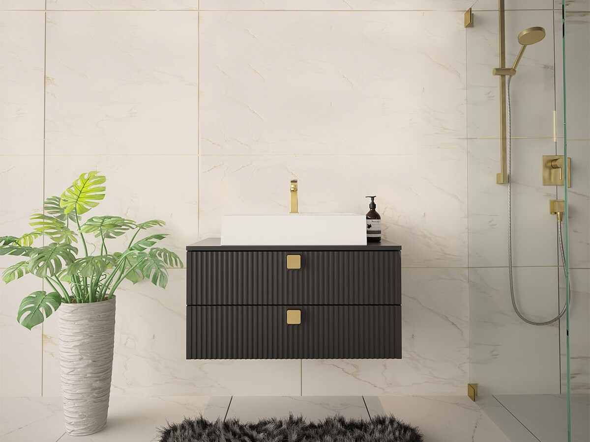 Cabinet atârnat pentru baie Orlvera 102 (Negru)