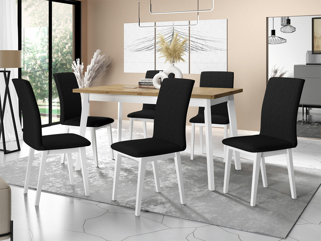 Set de mese Victorville 285 (Stejar artizan + Alb)