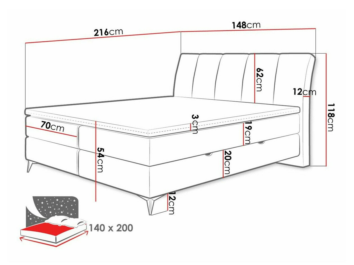 Pat boxspring ComfiDream Onauna (Fresh 13)