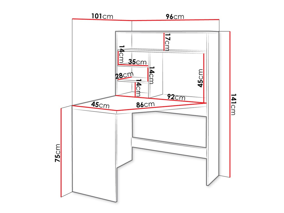 Birou de colt Claral (Alb)