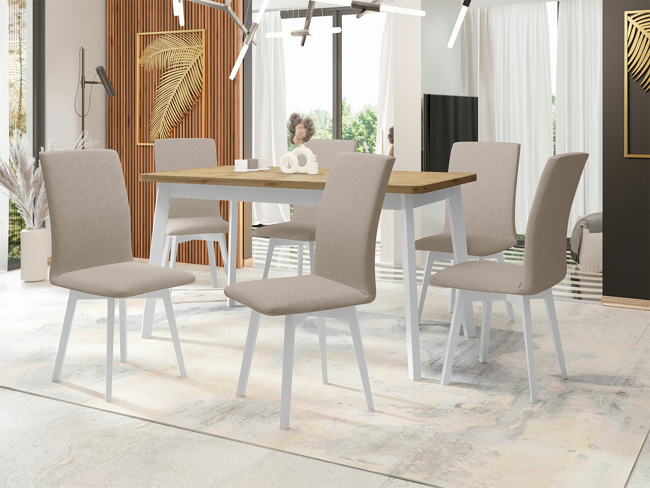 Set de mese Victorville 291 (Stejar artizan + Alb)