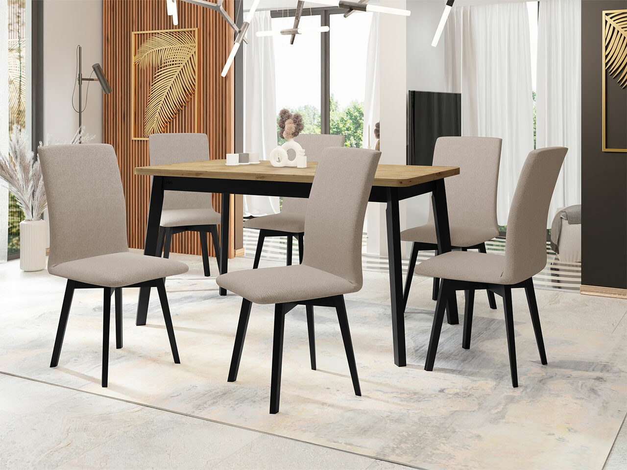 Set de mese Victorville 292 (Stejar artizan + Negru)