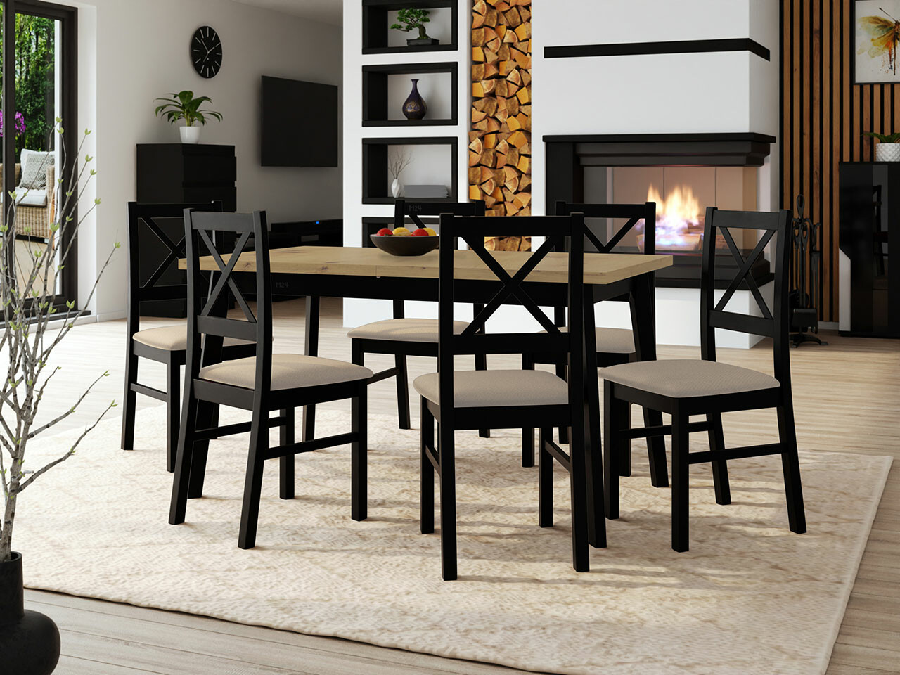 Set de mese Victorville 295 (Stejar artizan + Negru)