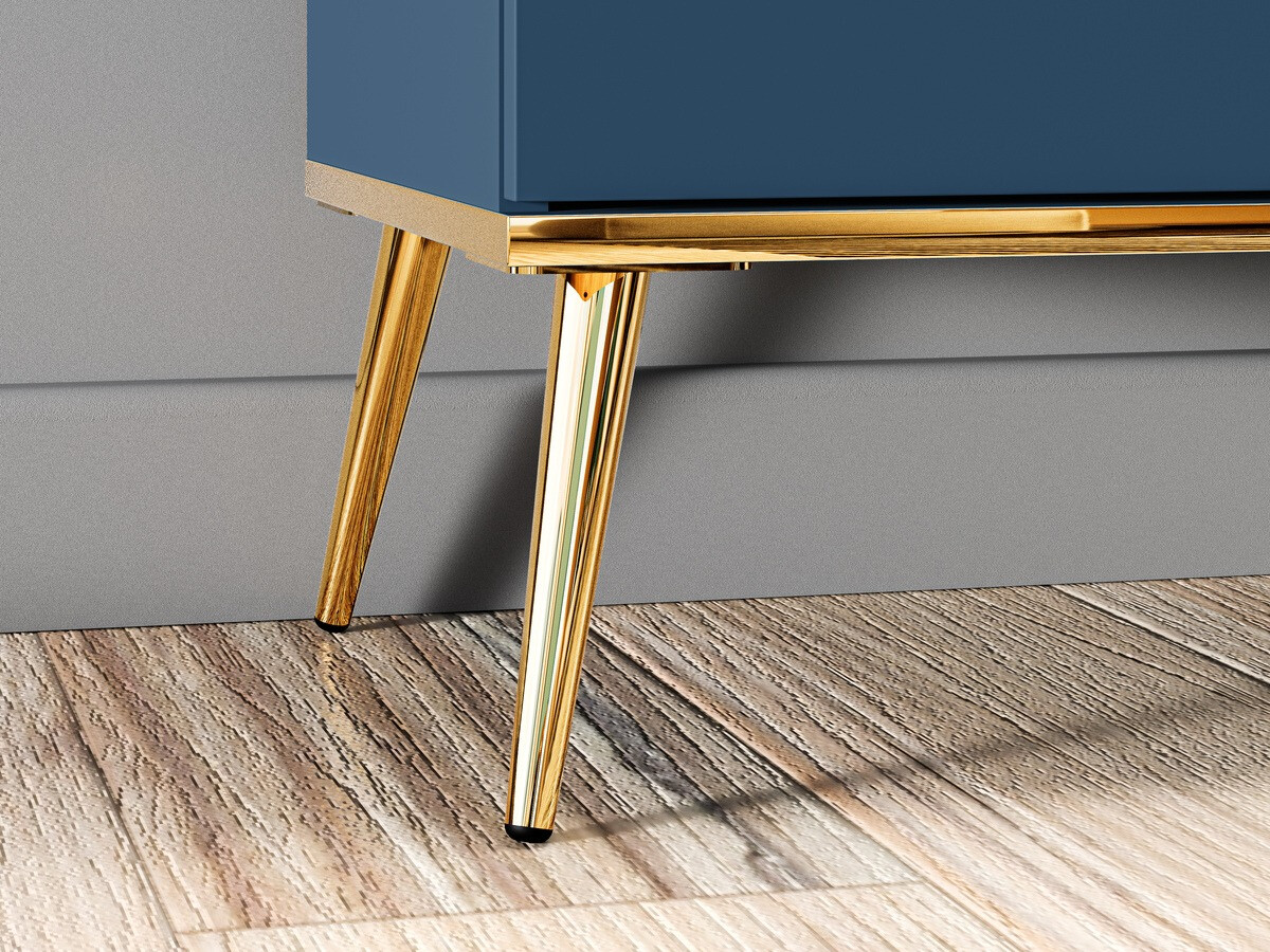 Comodă Flonovu 102 (Albastru inchis + Auriu)