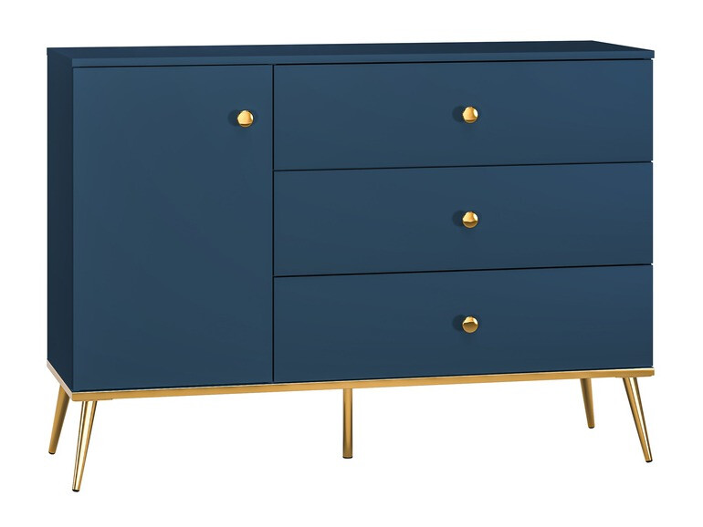 Comodă Flonovu 103 (Albastru inchis + Auriu)
