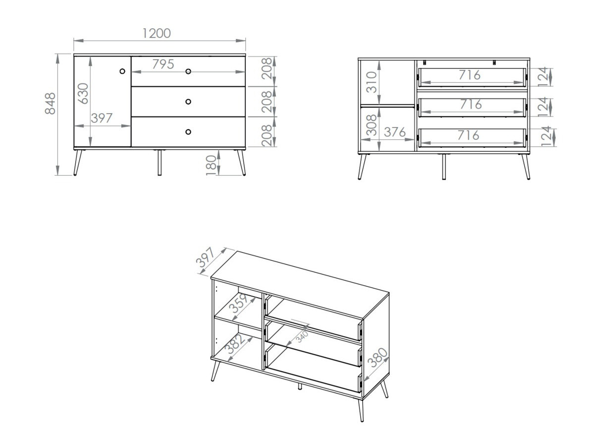 Comodă Flonovu 103 (Albastru inchis + Auriu)