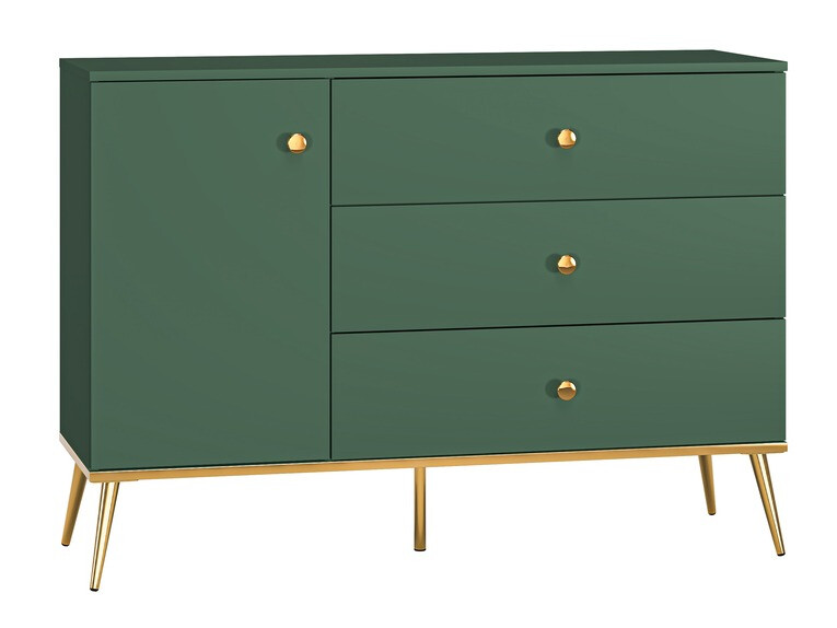 Comodă Flonovu 103 (Verde închis + Auriu)