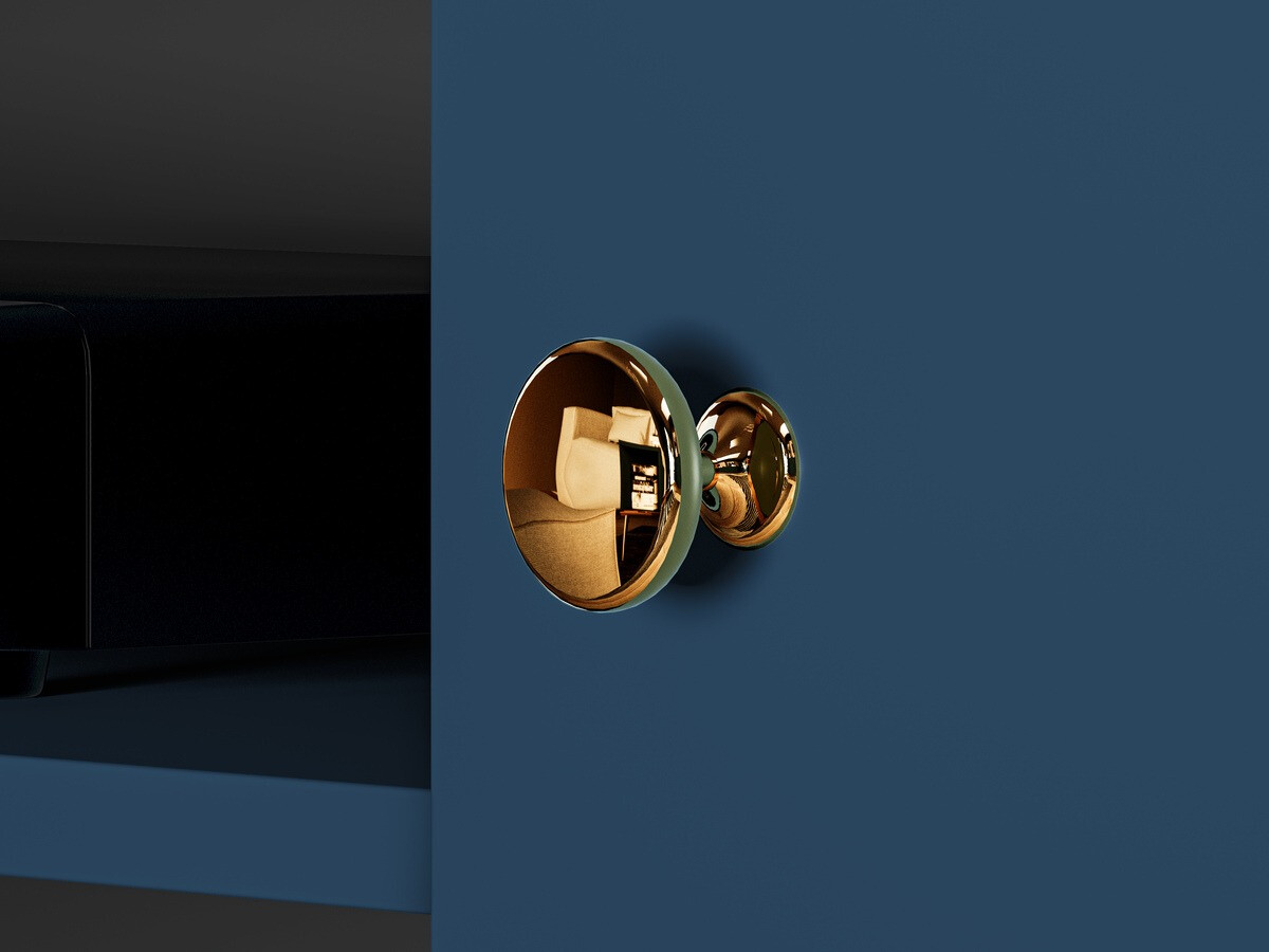 Comodă TV Flonovu 104 (Albastru inchis + Auriu)