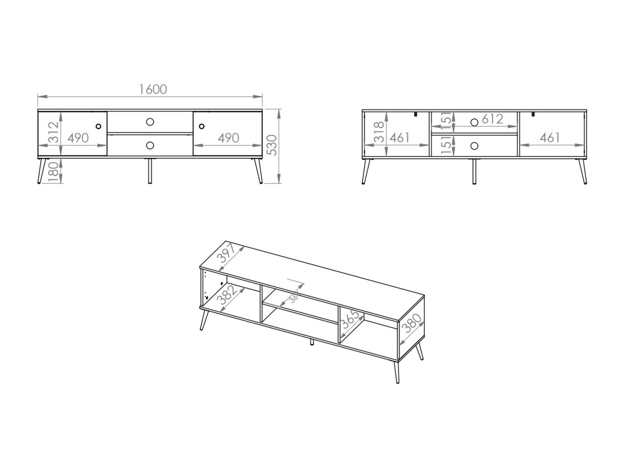 Comodă TV Flonovu 104 (Albastru inchis + Auriu)