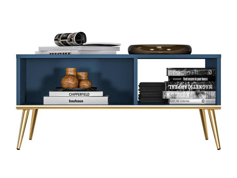 Măsuță de cafea Flonovu 106 (Albastru inchis + Auriu)