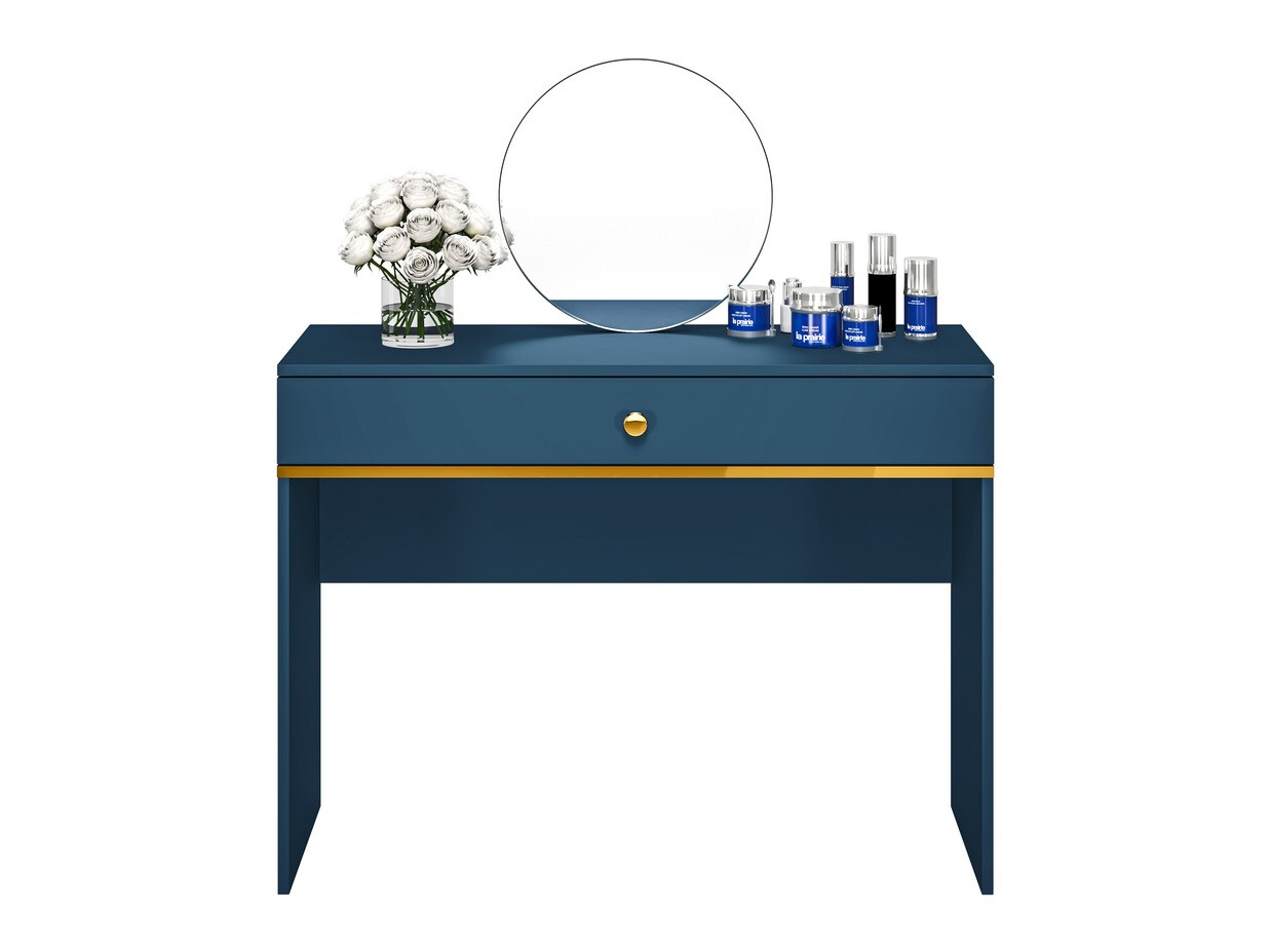 Măsuță de machiaj Flonovu 108 (Albastru inchis + Auriu)