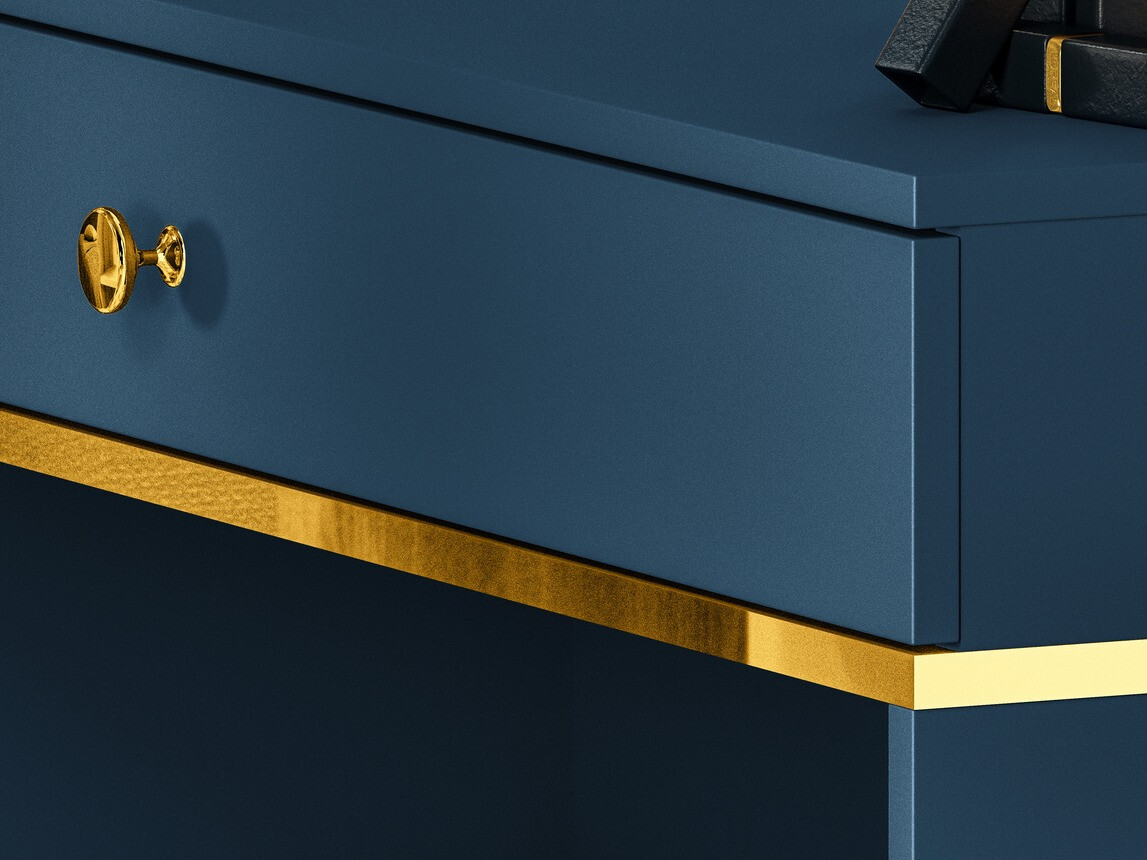 Măsuță de machiaj Flonovu 108 (Albastru inchis + Auriu)