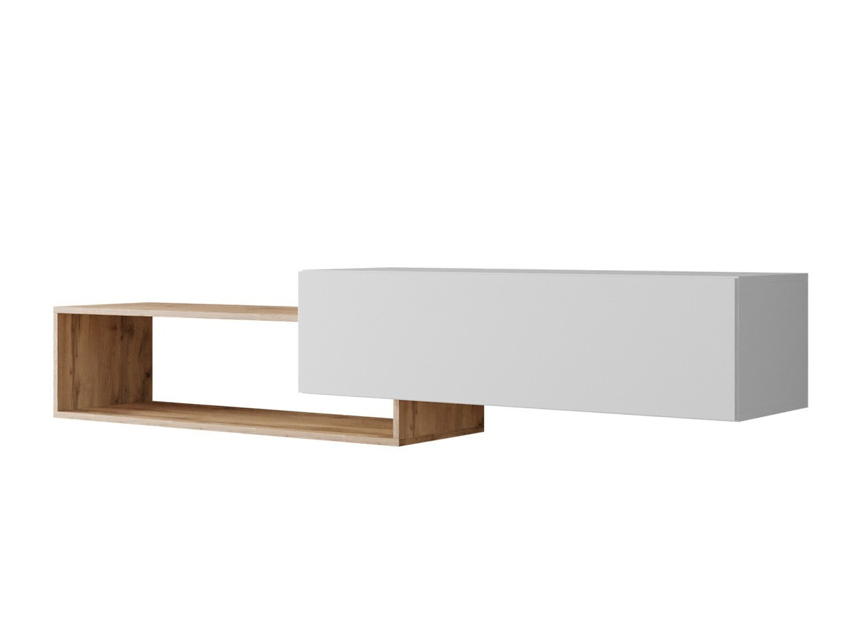 Comodă TV Pinos (Alb + Stejar Wotan)