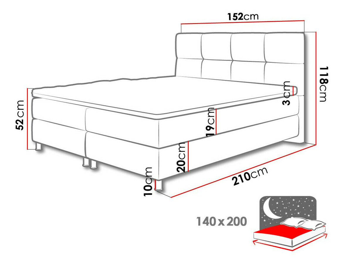 Pat boxspring ComfiDream Aelion (Sawana 80)