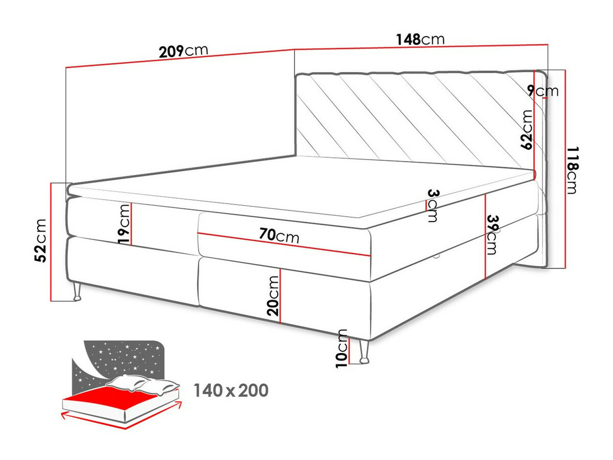 Pat boxspring ComfiDream Onaona (Fresh 32)