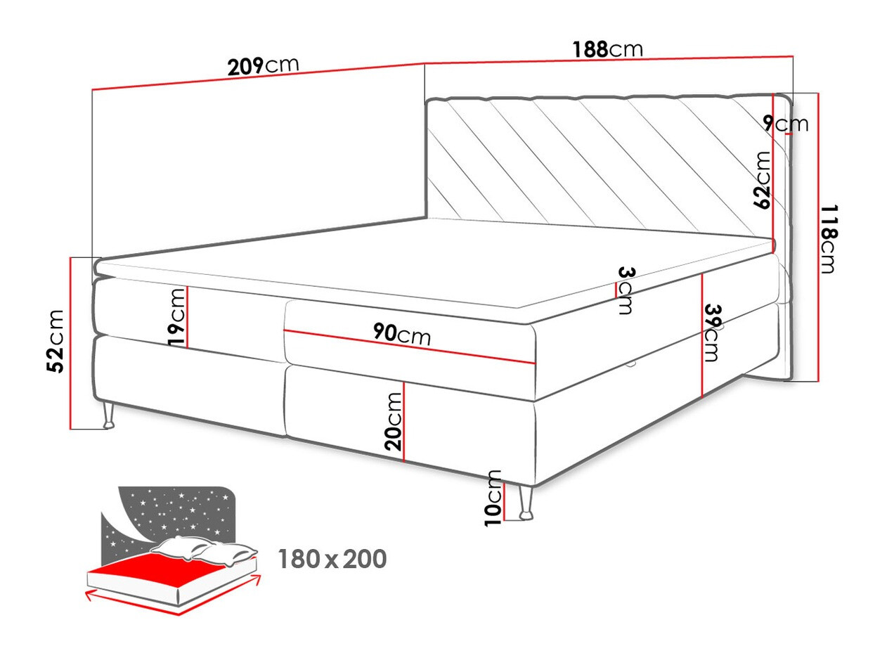 Pat boxspring ComfiDream Onaona (Fresh 32)