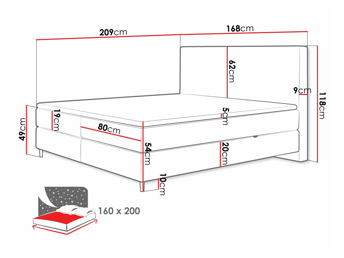 Pat boxspring ComfiDream Miraara (Poso 05 + Kronos 05)