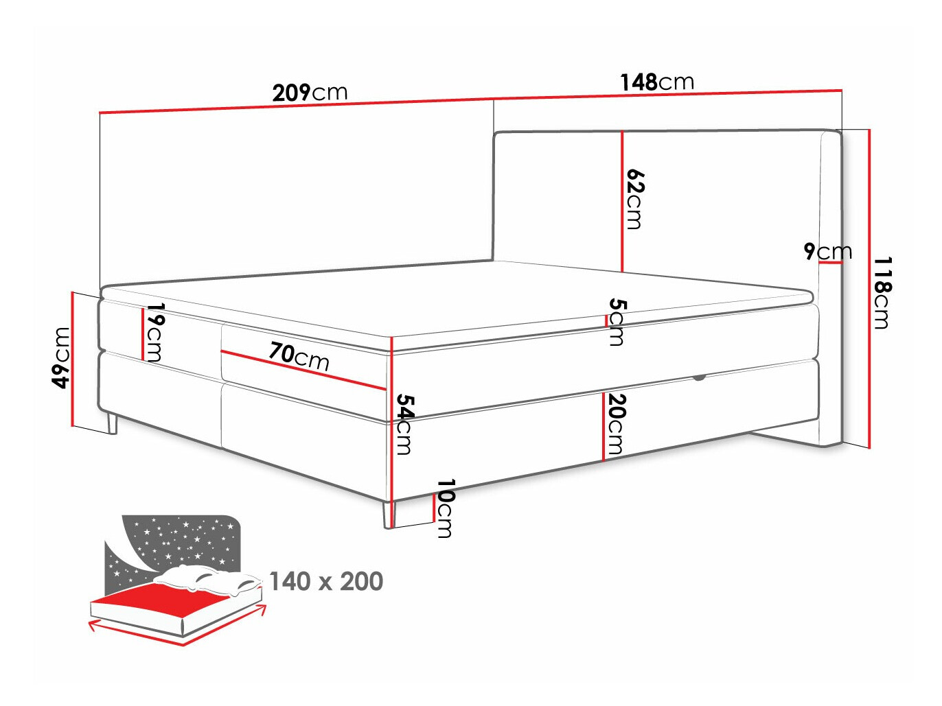 Pat boxspring ComfiDream Miraara (Poso 100 + Paros 01)