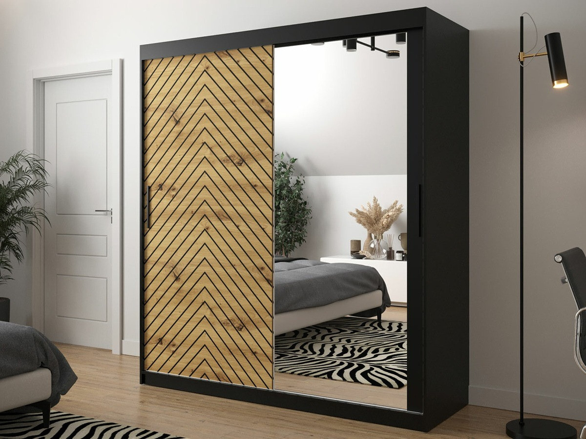 Dulap Hartford 313 (Negru + Stejar artizan)