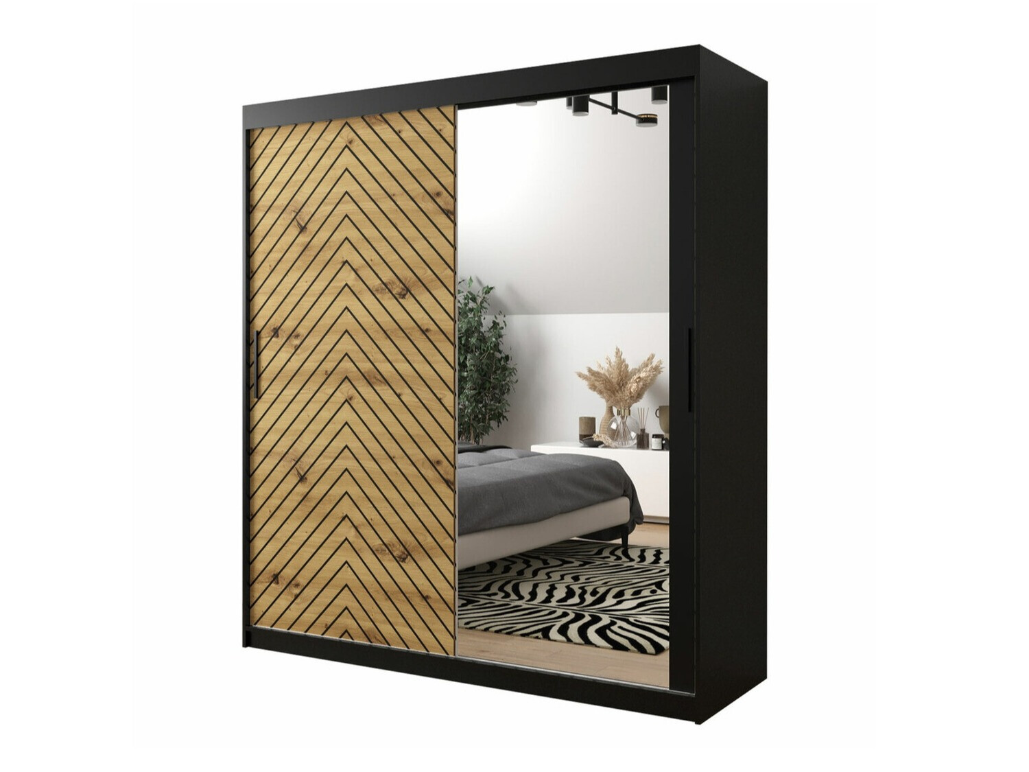 Dulap Hartford 313 (Negru + Stejar artizan)