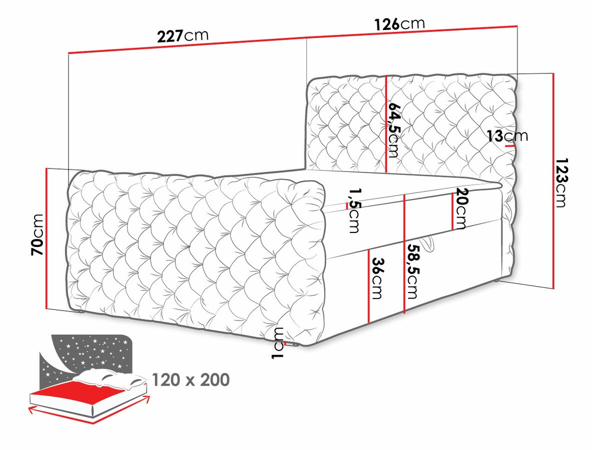Pat boxspring Lac I (Velluto 20)
