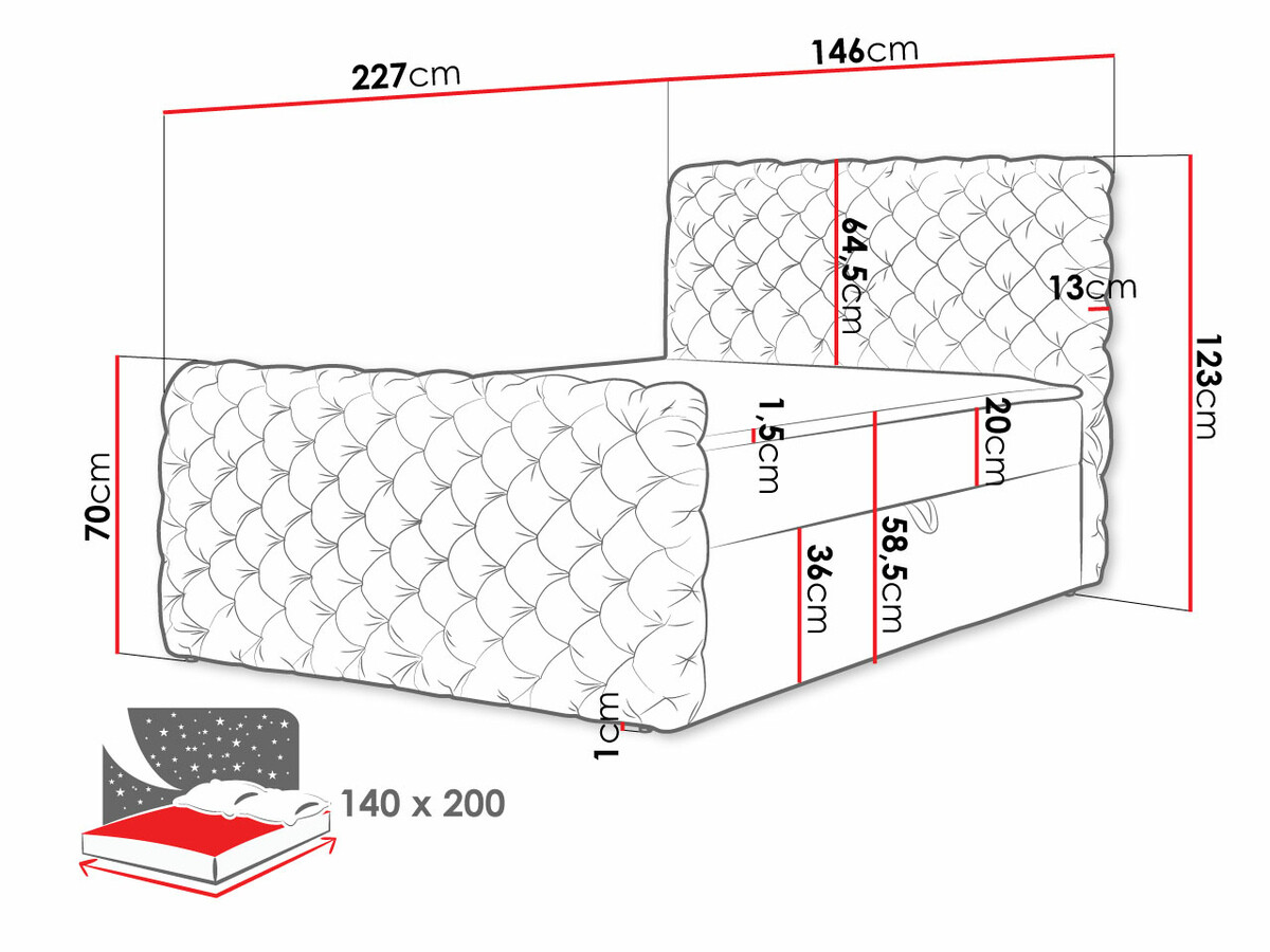 Pat boxspring Lac I (Velluto 20)