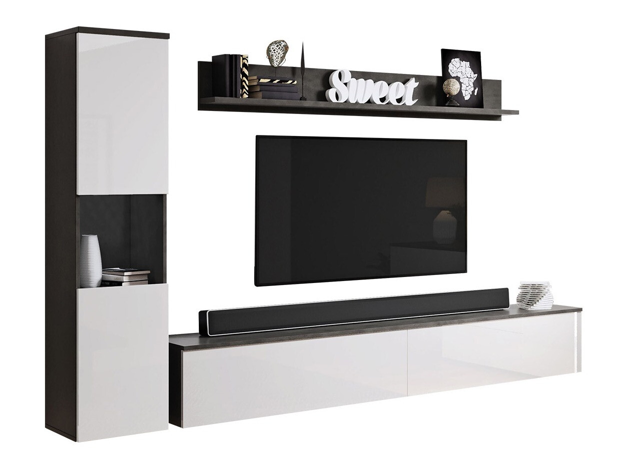 Set de living Sarasota 130 (Gri inchis + Alb lucios)