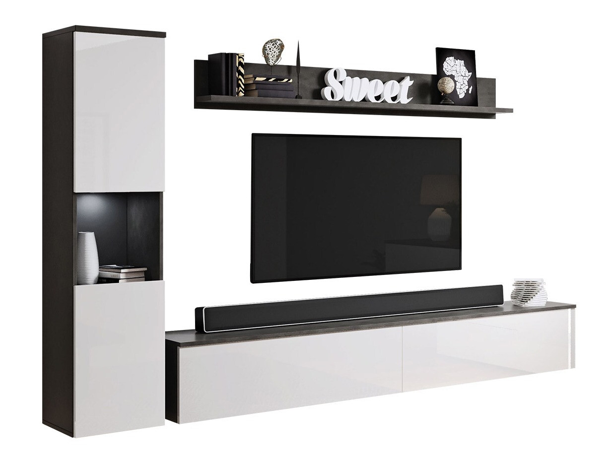 Set de living Sarasota 130 (Gri inchis + Alb lucios)