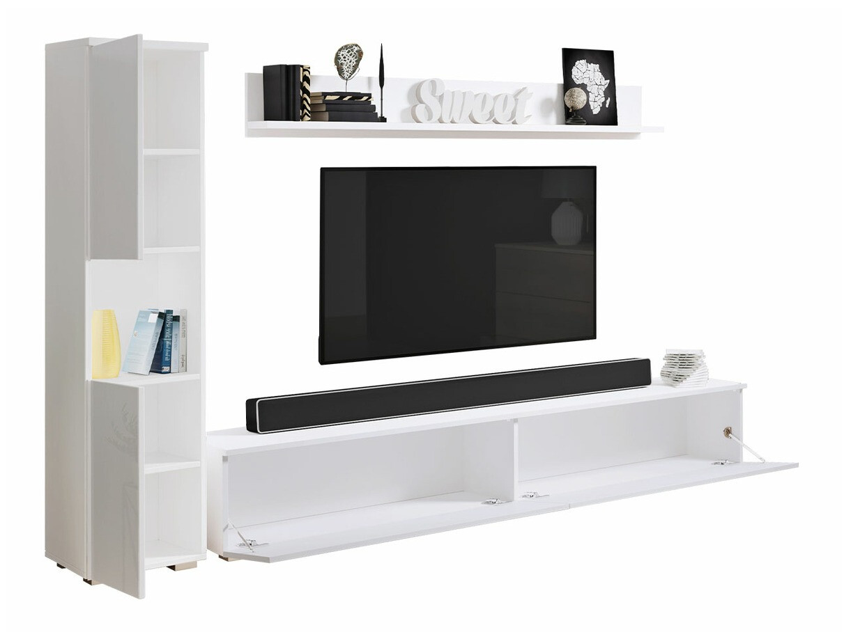 Set de living Sarasota 130 (Gri inchis + Alb lucios)