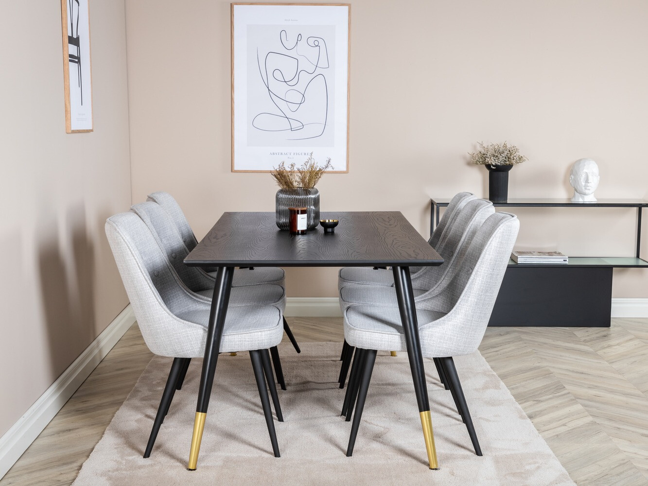 Set de dining Dallas 1256 (Gri + Negru)