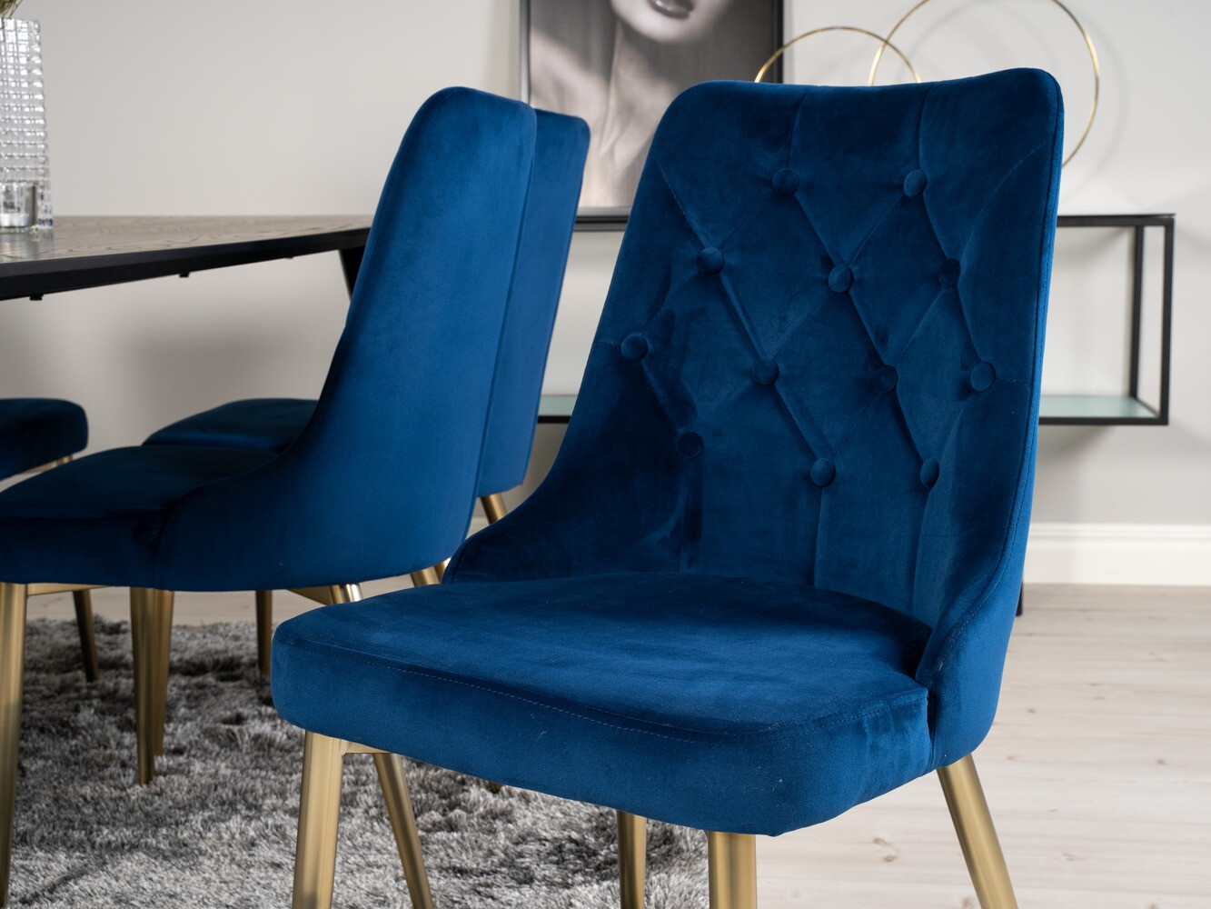 Set de mese Dallas 1256 (Albastru + Auriu)