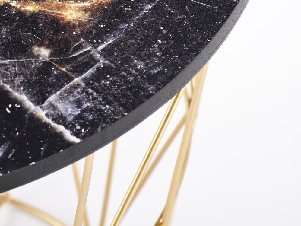 Măsuță de cafea Houston 1454 (Auriu + Marmură neagră)