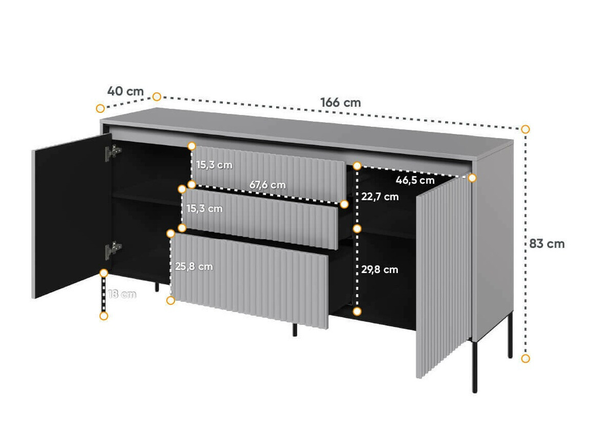 Comodă Fernolu 100 (Gri + Negru)