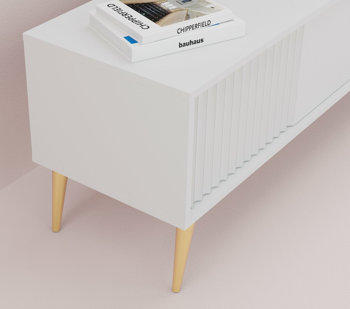 Comodă TV Cirferi 105 (Alb + Auriu)