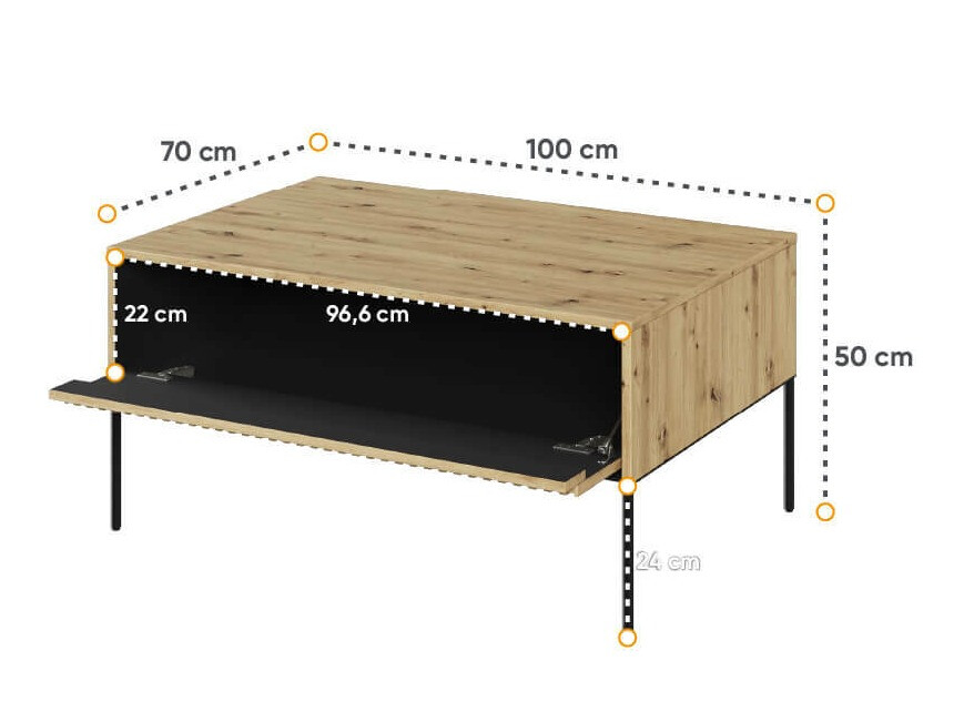 Măsuță de cafea Fernolu 110 (Stejar artizan + Negru)
