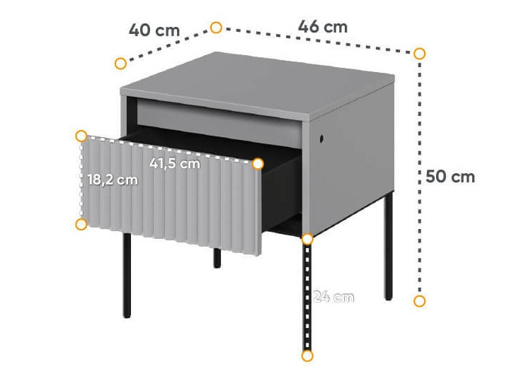 Noptieră Fernolu 111 (Gri + Negru)