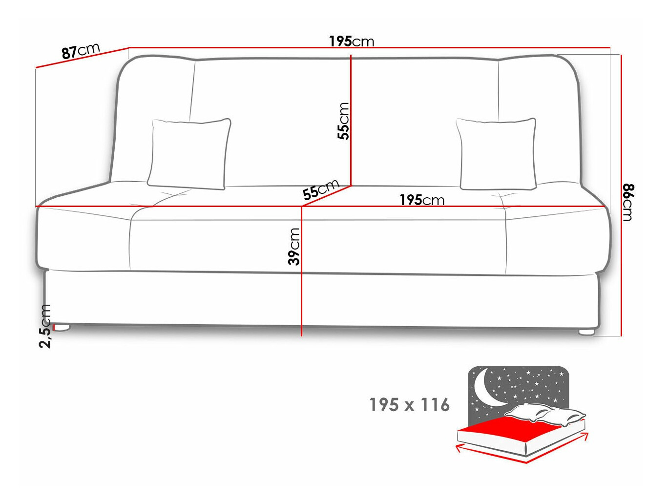 Canapea extensibilă Comfivo Cera III (Poso 100)