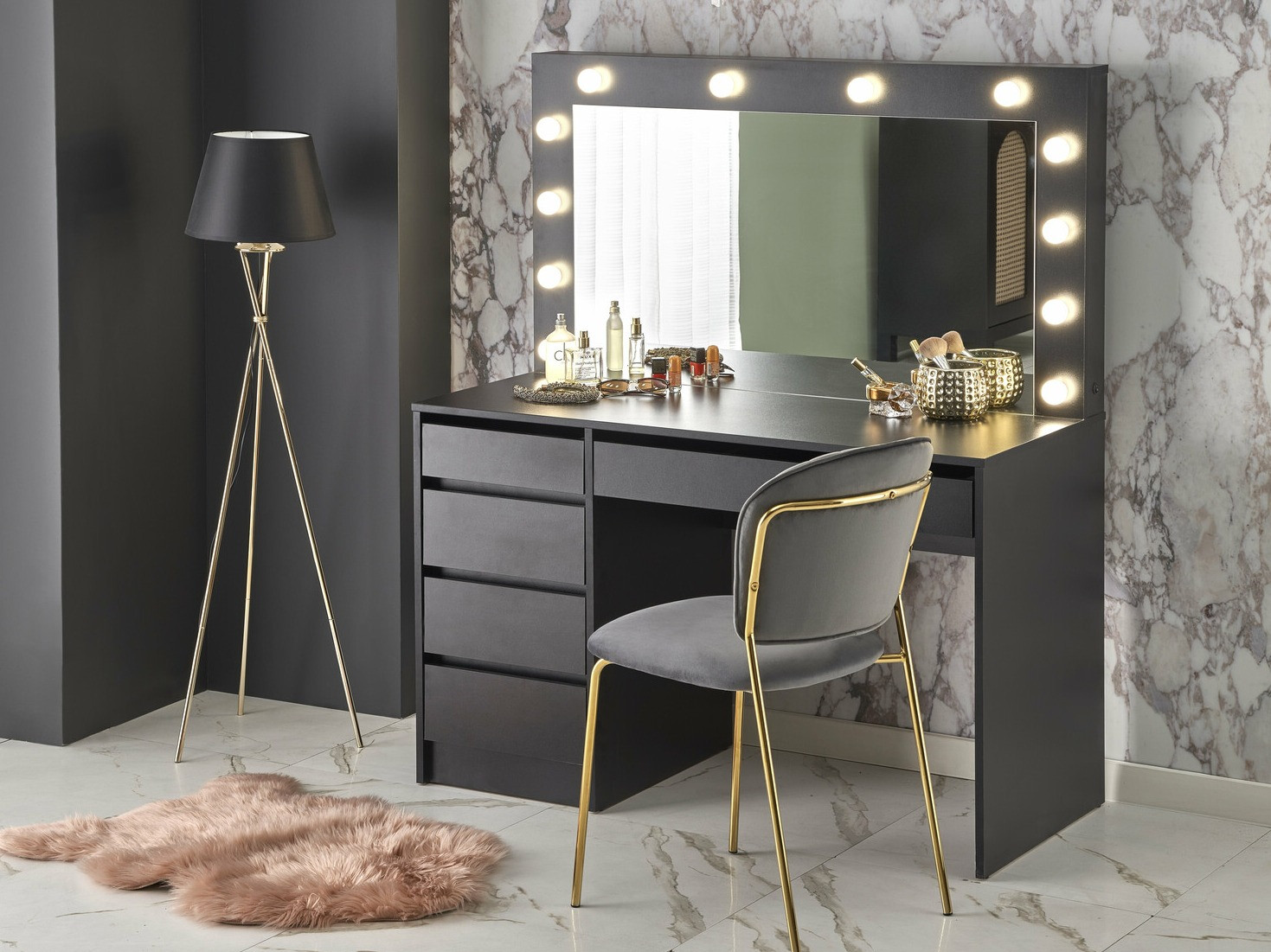 Măsuță de machiaj Houston Gaudium I (Negru)