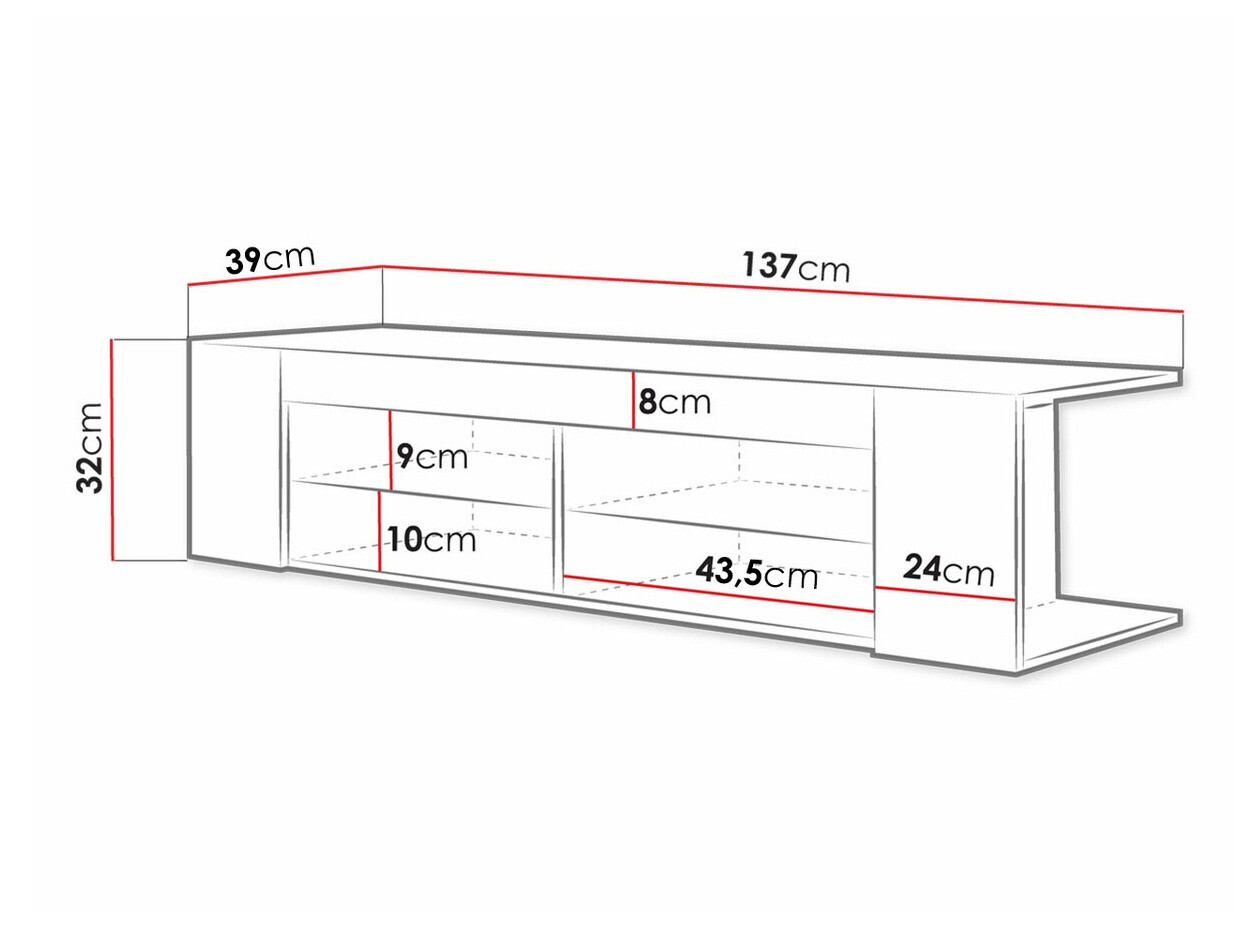 Comodă TV Ver (Negru + Negru lucios)