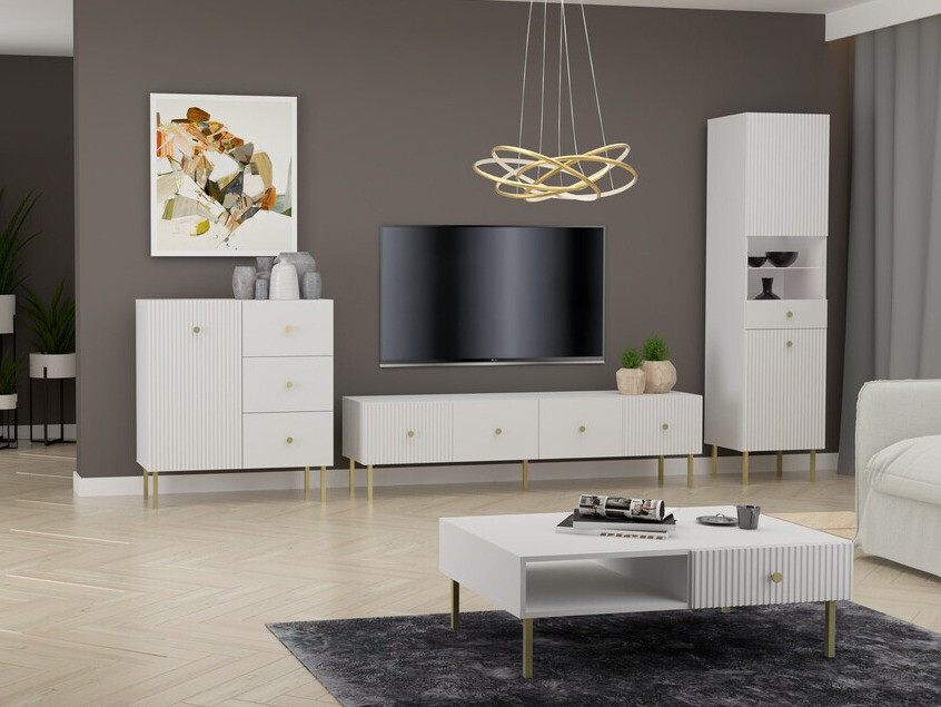 Măsuță de cafea Etliva 103 (Alb + Auriu)