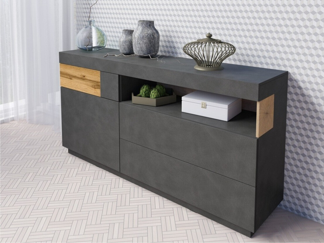Comodă Livlore 107 (Matera gri + Stejar Wotan)