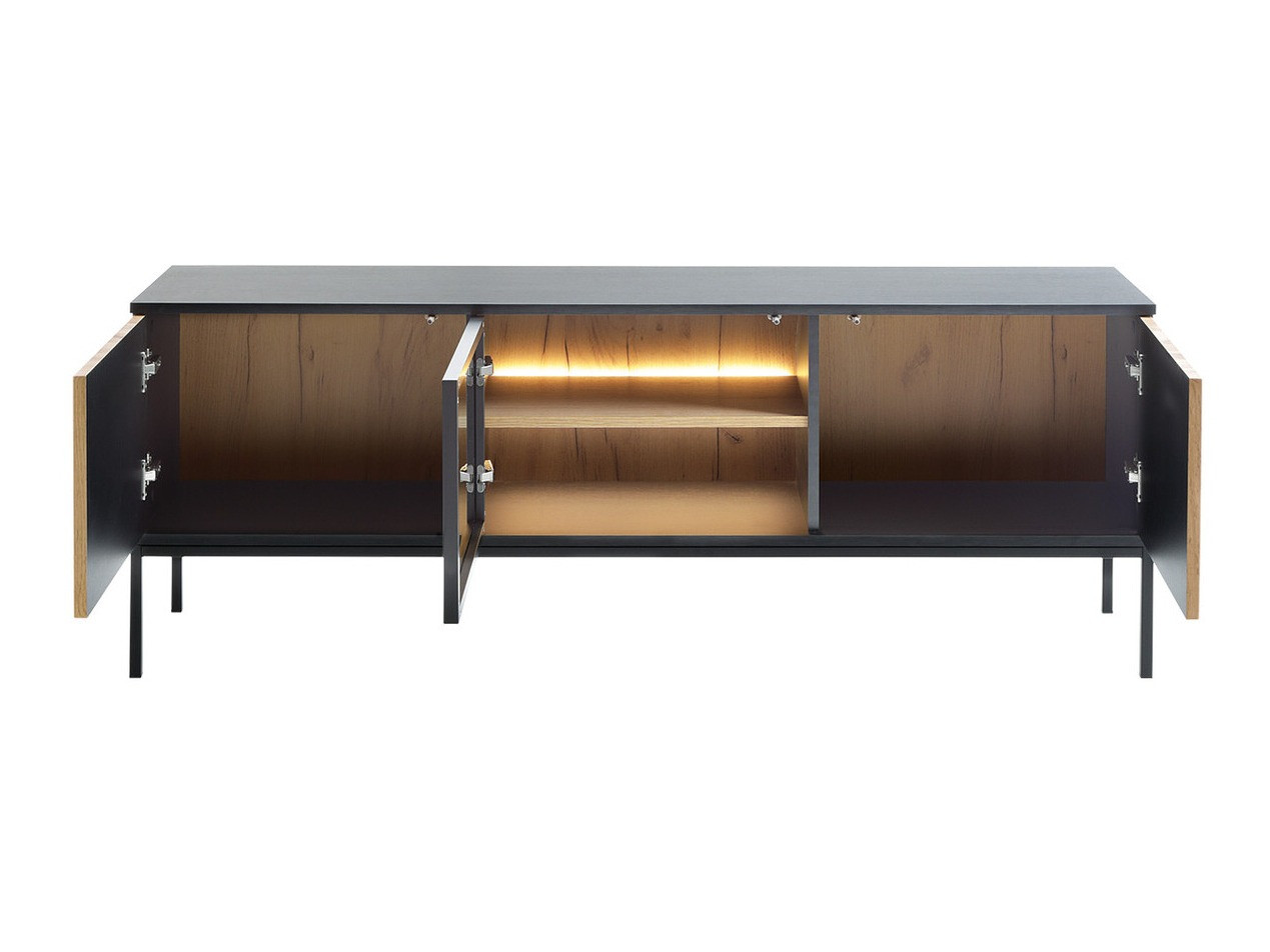 Comodă TV Manal (Negru + Stejar Wotan)