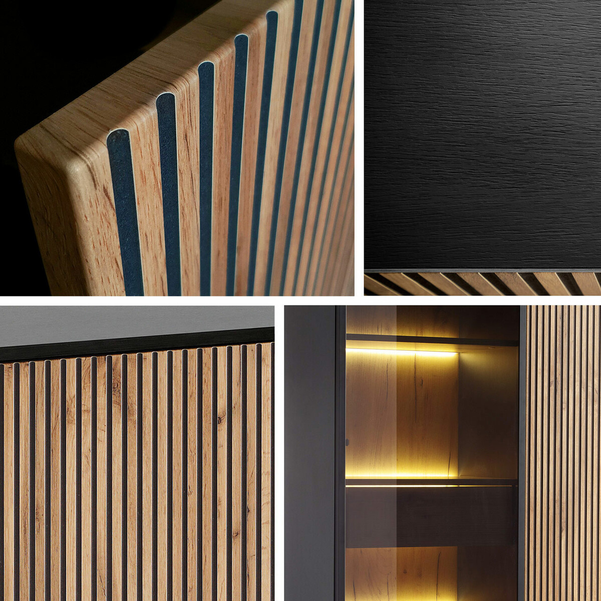 Comodă TV Manal (Negru + Stejar Wotan)