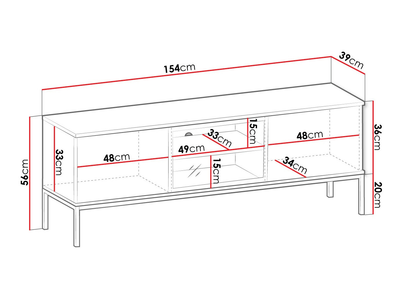 Comodă TV Soferi 111 (Negru + Stejar Wotan)