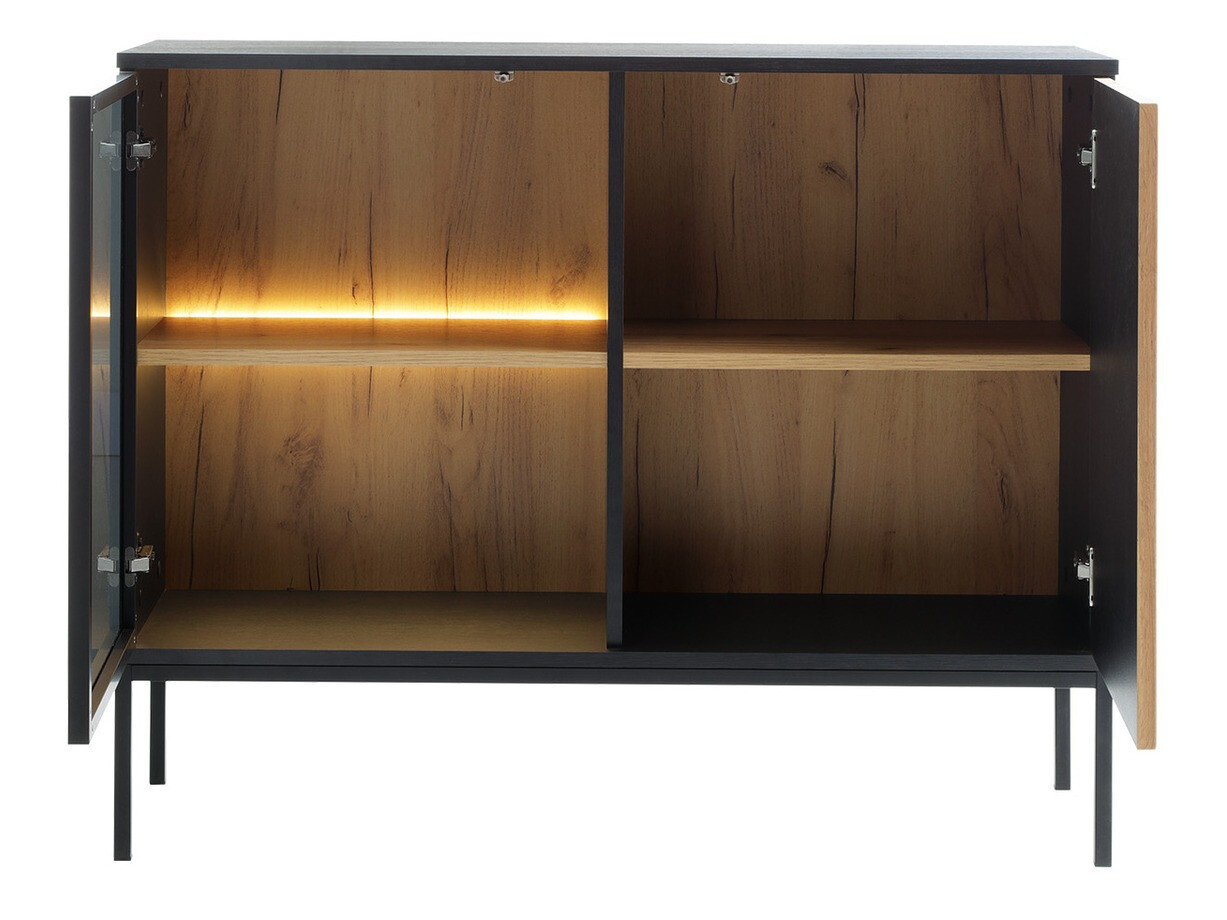 Set de living Manal (Negru + Stejar Wotan)