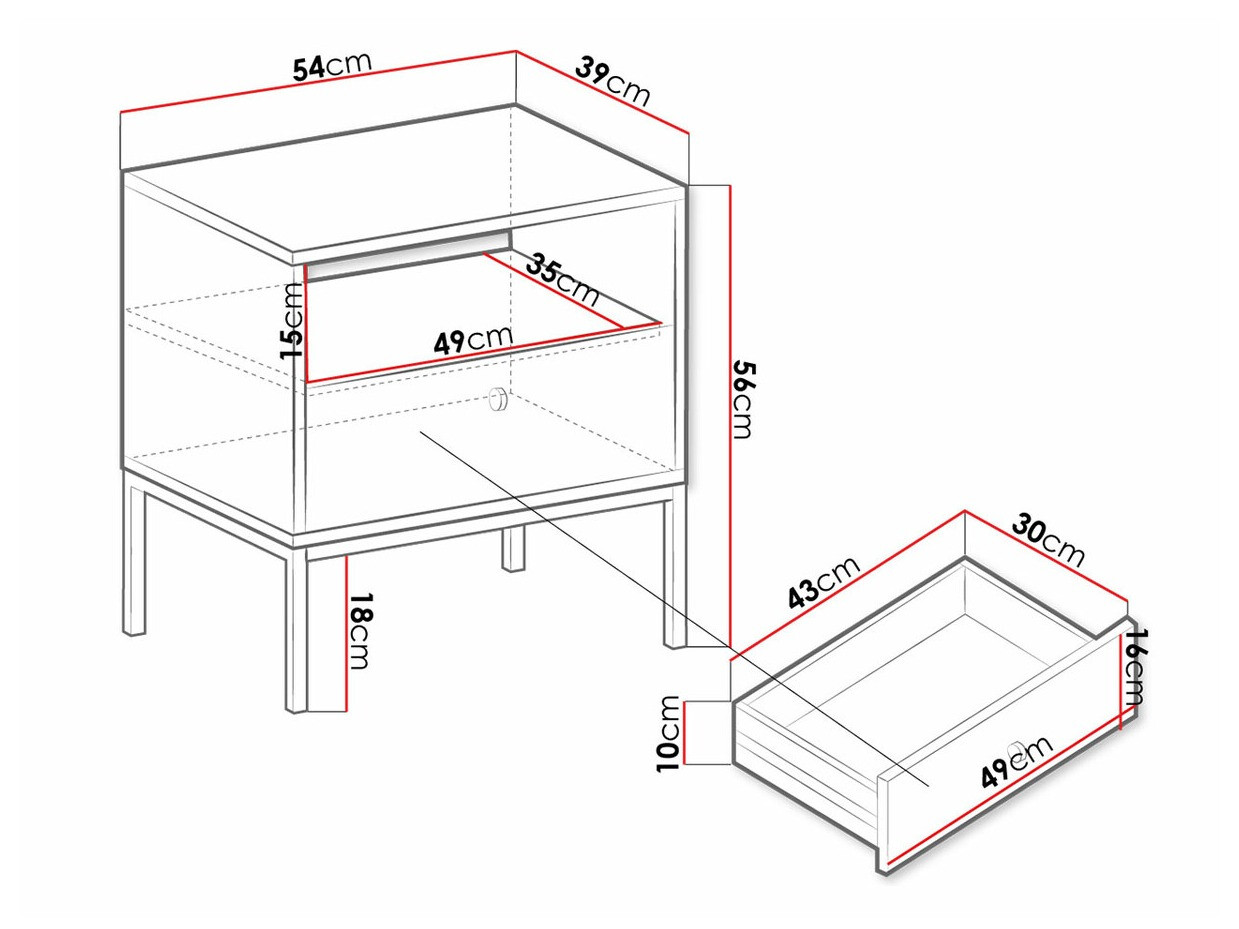 Noptieră Formis (Alb)