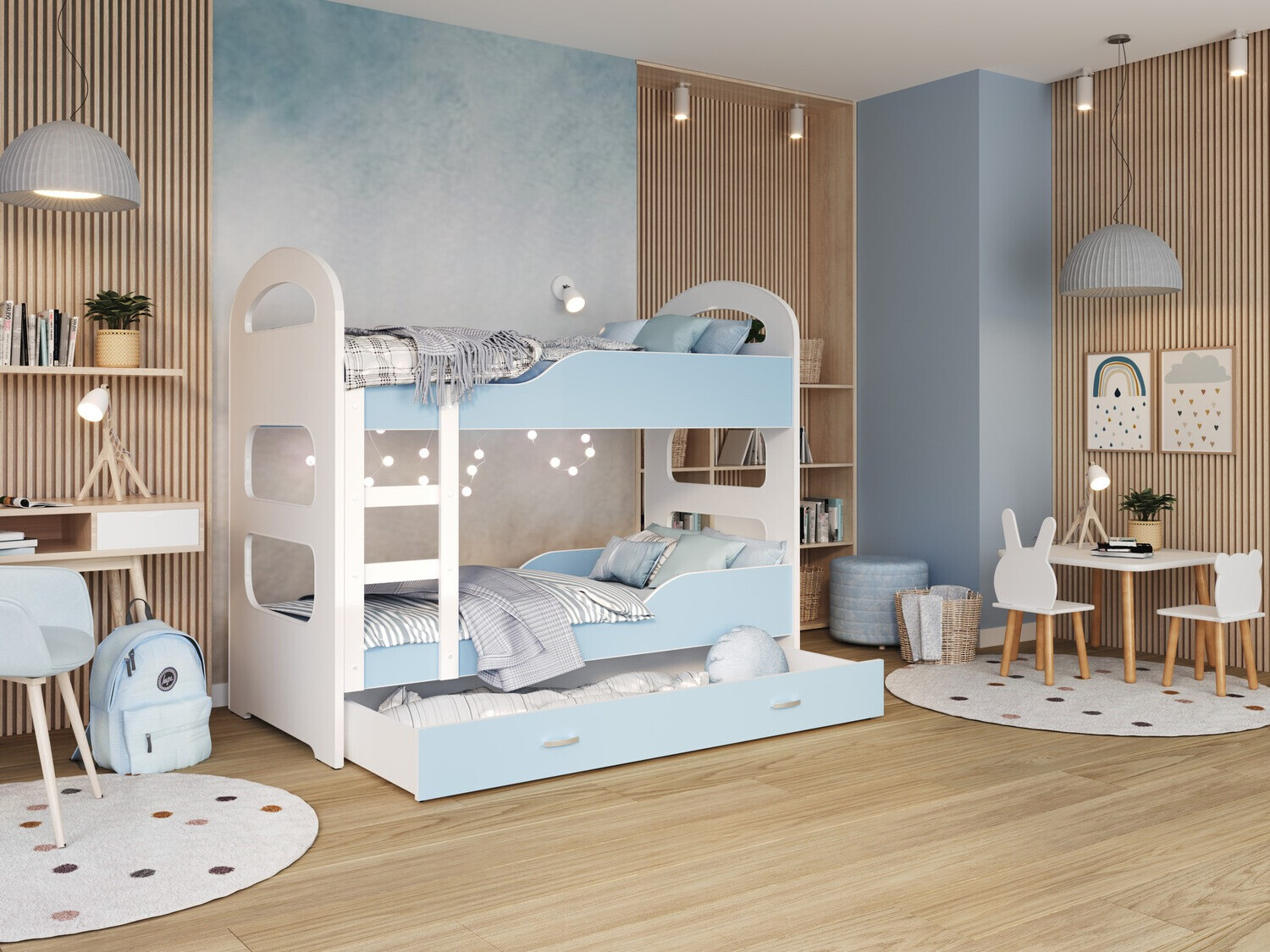 Pat supraetajat Aurora 114 (Albastru)